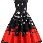 Tento střih šatů s originálním motivem Santa Clause svědčí každé postavě