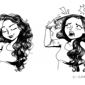 Prohrabování vlasů.