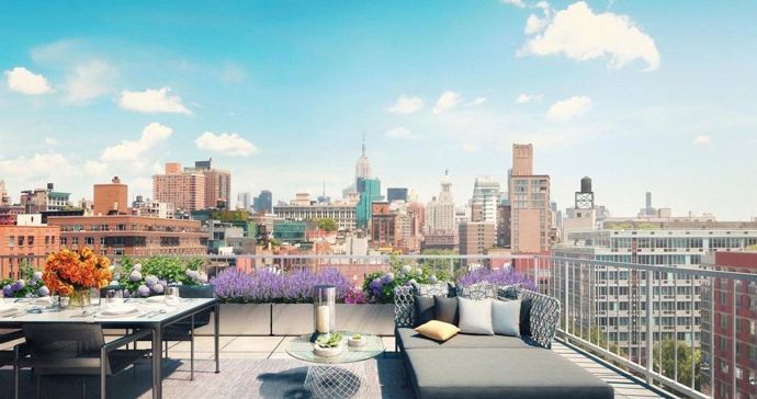 Střešní terasa Gigi Hadid na míru supermodelkovského života na vysoké noze. V Manhattanu, samozřejmě.