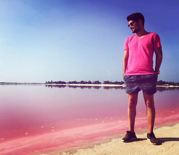 Růžová laguna v Mexiku