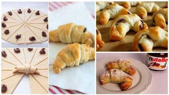 6. Listové těsto >> croissanty s nutellou.