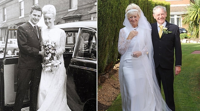 Díky naléhavé vnučce Hayley se britští manželé Carole-Ann a Jim stali internetovými celebritami – i po 50 letech se vešli do svatebních šatů.