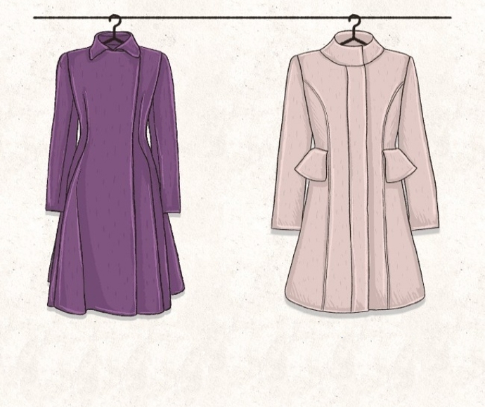 Sáhněte po kabátech áčkového nebo peplum střihu bez výrazných límců a kapucí. Nebojte se kabátů po kolena i nad ani výrazných kapes v oblasti boků.