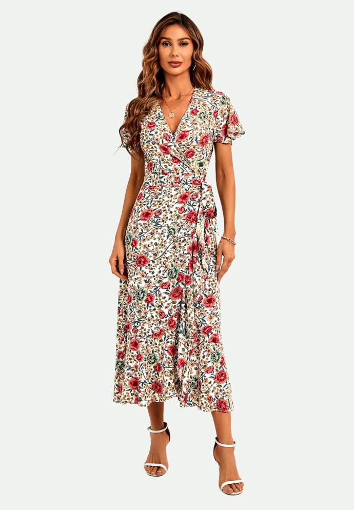FS Collection, SLEEVE HEM DETAIL MIDI WRAP - Maxi šaty - off white, 1 177 Kč

 
