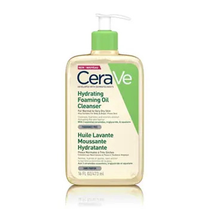 Pro první krok (čištění pleti) můžete využít hydratační čistící olej od dermatologické značky CeraVe, 419 Kč, Dr. Max
