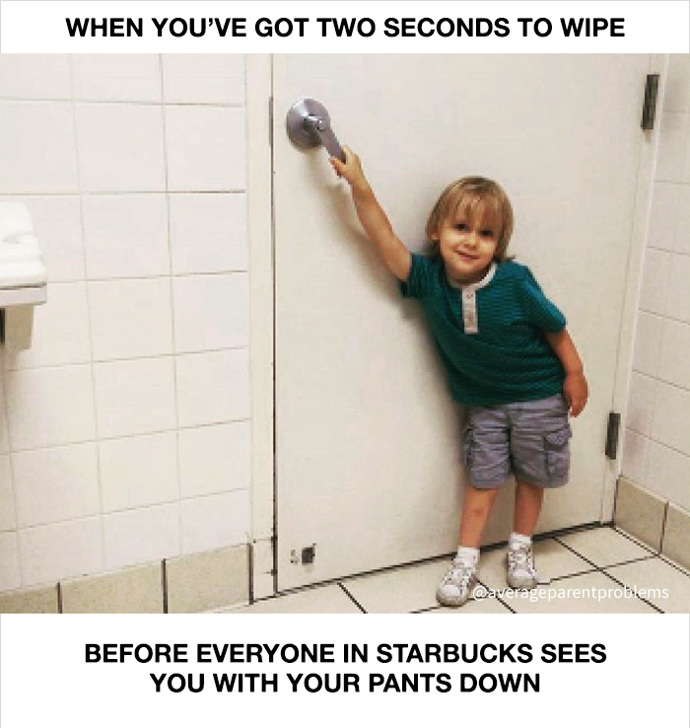 Když máte přesně dvě sekundy na dokončení potřeby a obléknutí, jinak vás uvidí celý Starbucks... Když máte přesně dvě sekundy na dokončení potřeby a obléknutí, jinak vás uvidí celý Starbucks...
