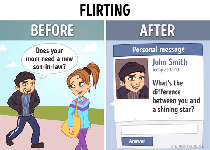 Dřív nás týpci museli balit na ulici, dnes na to mají facebook a Tinder. Dřív nás týpci museli balit na ulici, dnes na to mají facebook a Tinder.