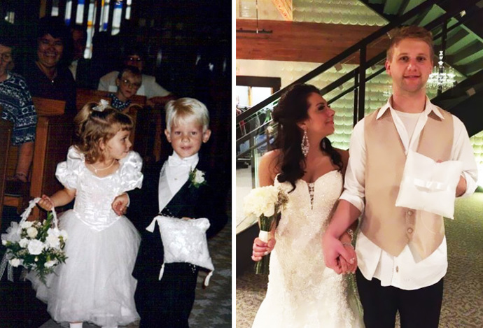 Poprvé v roce 1995 jako děti, které doprovázejí nevěstu, podruhé o 20 let později jako hlavní aktéři.