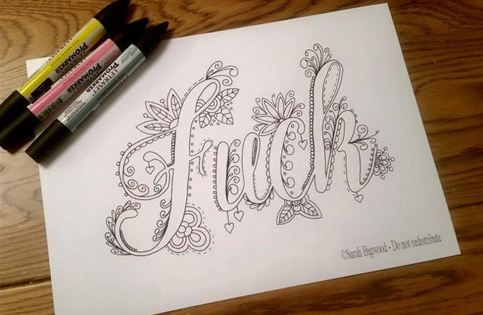 Evoluce od sprostých slov k poklidné kresbě je jasná, teď jde jen o to, aby to nebylo naopak. (Sarah Bigwood, PixieRah Design, Etsy)