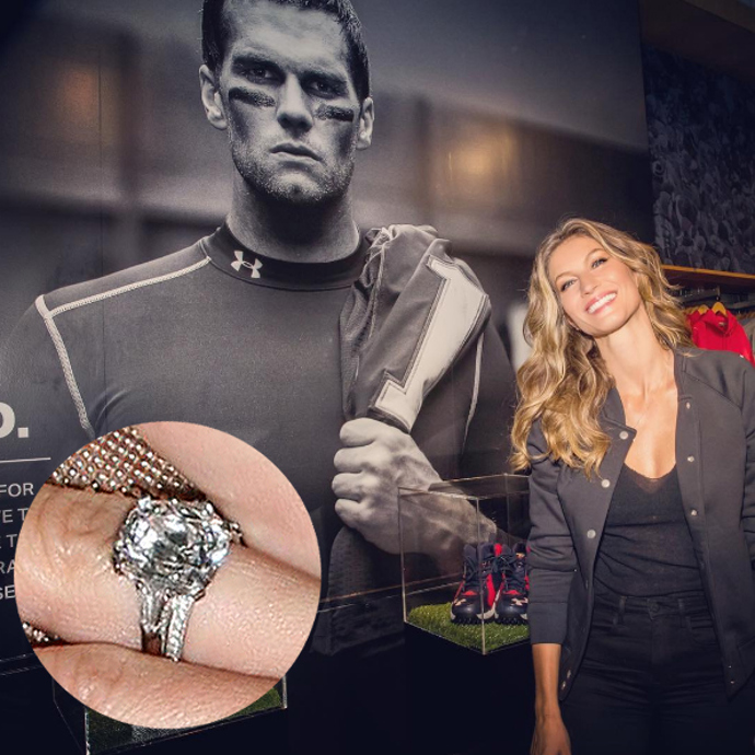 Gisele Caroline Bündchen a Tom Brady se zasnoubil na cestě soukromým letadlem v roce 2009. Diamant o váze čtyři karáty na platinovém kroužku s dalšími dvěma diamanty po stranách má hodnotu 3,6 milionu korun.
Gisele Caroline Bündchen a Tom Brady se zasnoubil na cestě soukromým letadlem v roce 2009. Diamant o váze čtyři karáty na platinovém kroužku s dalšími dvěma diamanty po stranách má hodnotu 3,6 milionu korun.