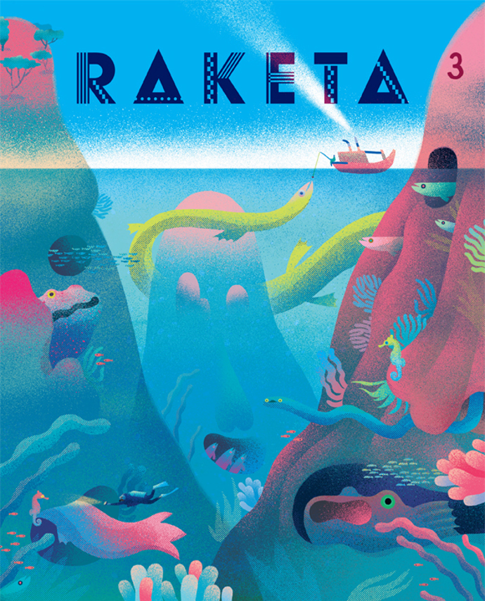 Právě dnes vychází nové číslo dětského časopisu Raketa (s podtitulem Pod hladinou). V novém čísle jsou komiksy od Nikkarina, Lukáše Urbánka (Dr. Racek), Ondřeje Horáka a Jirky Franty – autorů nejlepší dětské knihy roku podle Magnesie Litera „Proč obrazy nepotřebují názvy“, recepty od Kitchenette, pohádku Jany Šrámkové a barevné ilustrace a kresby Anety F. Holasové, Johany Švejdíkové, VJ Koloucha a Daniely Olejníkové z Bratislavy, která je také autorkou obálky. Nechybějí ponorky, japonské potápěčky, Poseidon ani Lochneska. Pro děti od 5 do 10 let. 