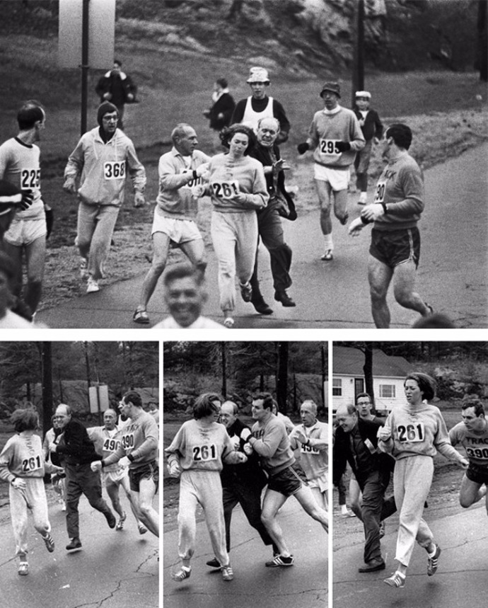 Americká spisovatelka, televizní komentátorka a maratónská běžkyně byla první ženou v historii, která v roce 1967 běžela Bostonský maraton se startovním číslem. Kathrine se přihlásila pod jménem K. V. Switzer a když organizátor Jock Semple zjistil, že závod běží žena, snažil se jí v běhu fyzicky zabránit. Kathrine však za pomoci přítele doběhla a zasloužila se o to, že o pět let později bylo povoleno ženám závod běžet. 