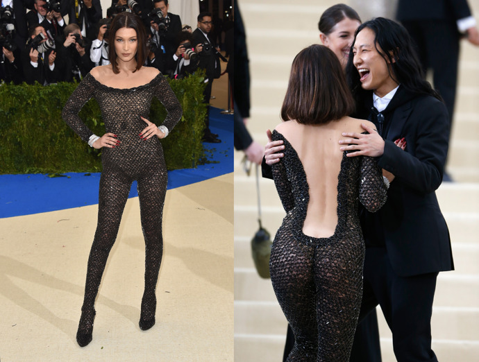 Bella Hadid

Jestli má někdo tělo a dost odvahy, aby přišel na Met Gala v síťovaném overalu od Alexandra Wanga, pak je to jedna z nejžádanějších modelek současnosti, Bella Hadid. Možná chtěla jen provokovat bývalého přítele (zpěvák Weeknd), který na stejnou událost dorazil se zpěvačkou Selenou Gomez. 

