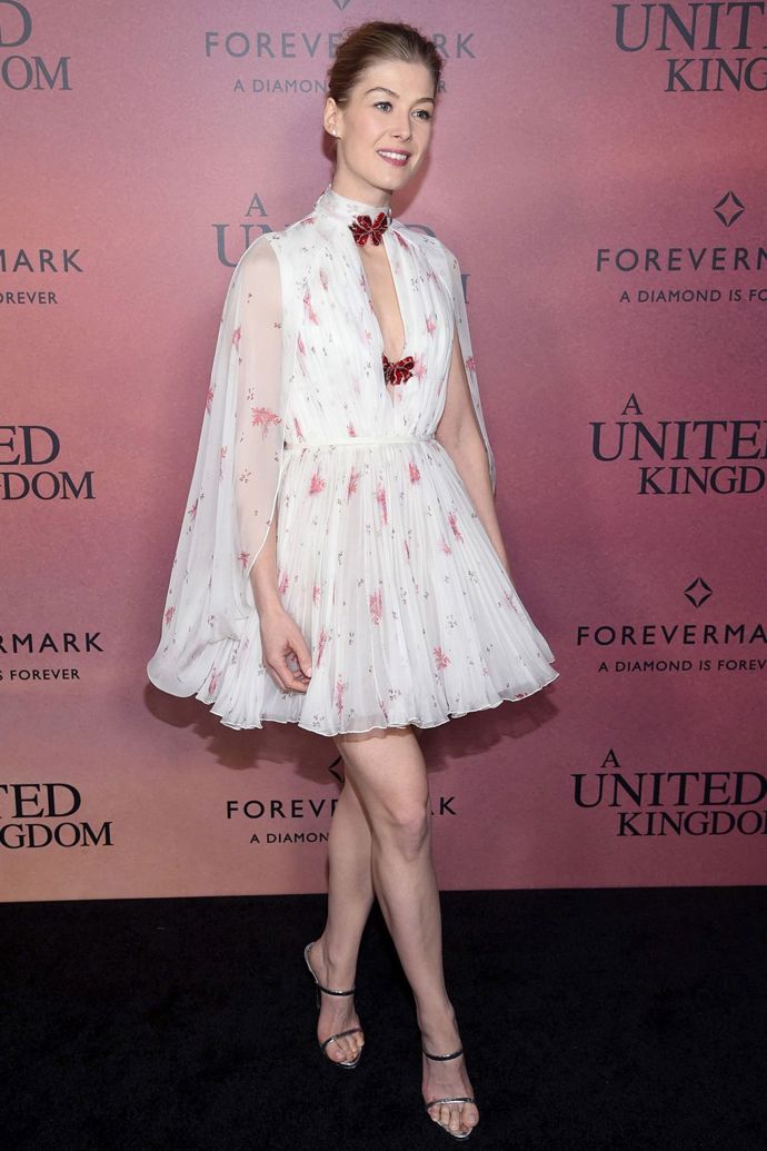 Rosamund Pike v nádherných pohádkových šatech od Giambattisty Valliho z kolekce Haute Couture. V něčem takovém by princezny rozhodně chodily na večírky.
