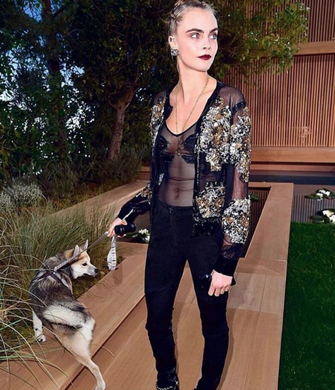 Letos jsou hodně populární průhledné topy a body zakrývající jen to nejnutnější. Modelka Cara Delevingne se v nich cítí pohodlně.