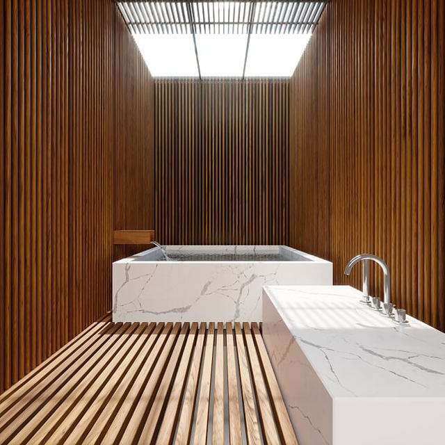 TechniStone® krásně ladí s přírodním dřevem, působí luxusně a přitom vzdušně. Navíc jde o velmi ekologický materiál.
