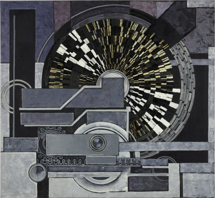 František Kupka, Hudba, 1936, olej, plátno, 85x93 cm; rám 89,5x97,4x5,5 cm, Musée national d'art moderne, Paříž
 
