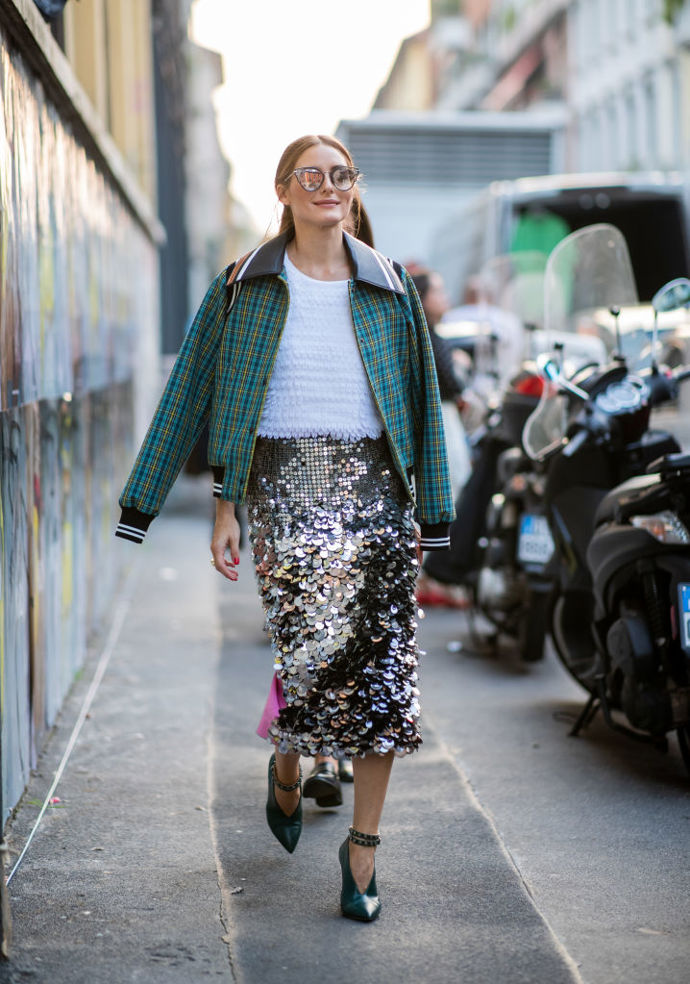 Olivia Palermo se flitrů nebojí i na denní nošení a vy byste také neměla. 
