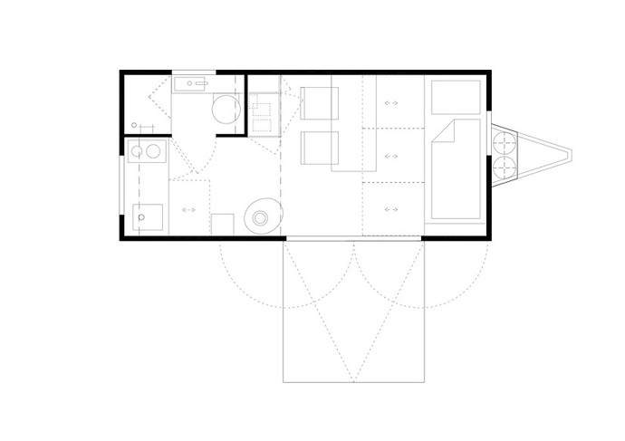 Míry a váhy: 5 metrů na délku, 2,3 m na šířku a 3,9 m na výšku, váha 2100 kg. Užitná plocha 15 m² a k tomu ještě 4 m² terasy.
