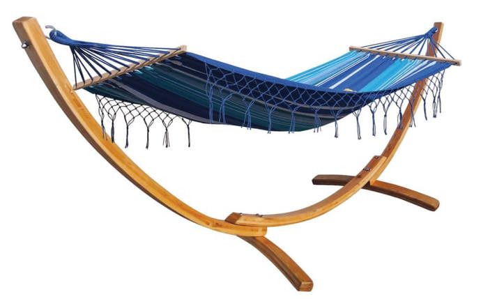 Houpací síť Dimenza Moon pro jednu osobu, 100 x 200 cm, nosnost 120 kg, dřevěný stojan, Mall.cz, 4490 Kč 
