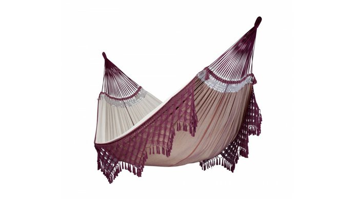 Rodinná houpací síť Bossanova Bordeaux, biobavlna, 260 x 180 cm, nosnost 200 kg, Lenosime.cz, 6799 Kč
