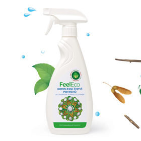 FEEL ECO Komplexní čistič povrchů. Bez oplachování čisté sklokeramické desky, nerez, plast, sklo i dřevo. Bez alergenů.
