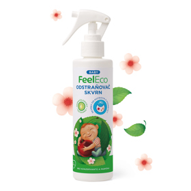 FEEL ECO Odstraňovač skvrn BABY na skvrny od potravin, kosmetiky, bláta, trávy. Účinná pomoc při řešení malých nehod.
