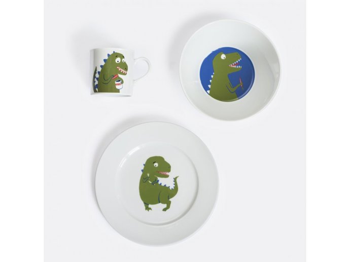 Nové sady porcelánu Dinosaurus navrhl Jan Laštovička exkluzivně pro hračkářství Hugo chodí bos. 
