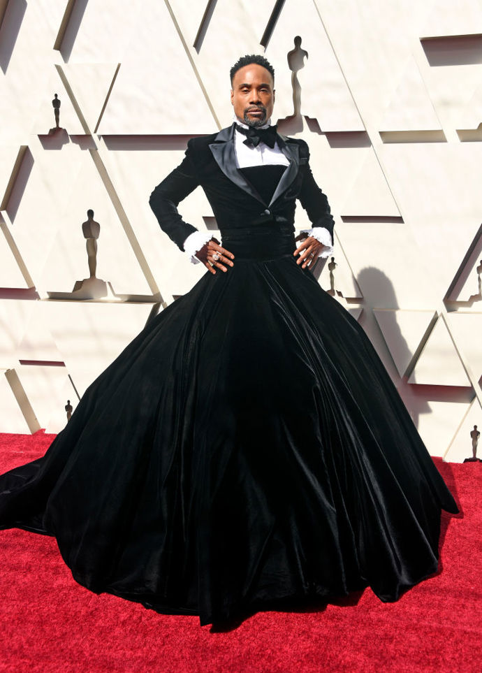 Billy Porter na udílení Oscarů v roce 2019 v šatech Christian Siriano
