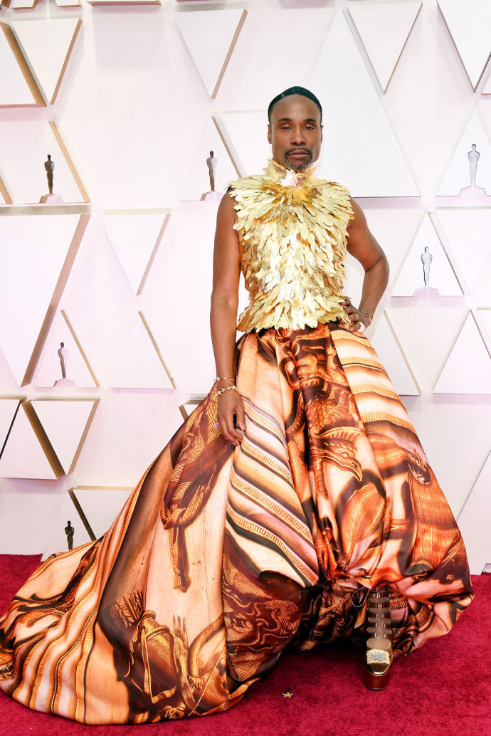 Billy Porter v šatech Giles Deacon Couture a špercích Swarovski
