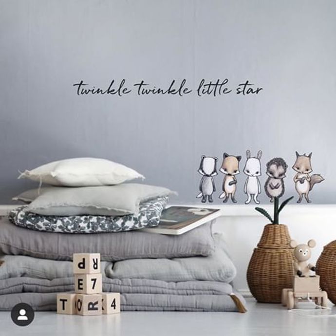 Dětská samolepka na zeď Lesní kamarádi. 5 zvířátek, 14-16 cm, 1 299 Kč, babydeco.cz
