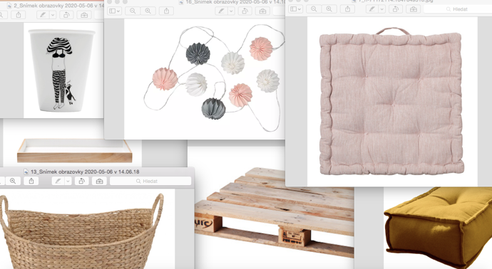 Moodboard, kde je hlavní sedací plocha na paletě.
Moodboard, kde je hlavní sedací plocha na paletě.