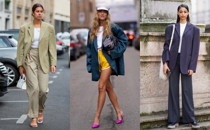 2. Oversized blejzr

K saku hned nemusíte nutně nosit elegantní halenky nebo košile. S bílým tričkem si bohatě vystačíte a jeho výhodou je, že vypadá dobře opravdu pod každé sako v jakékoliv barvě. Jestli celkový outfit necháte vyznít elegantně nebo ležérně už je na vás.
