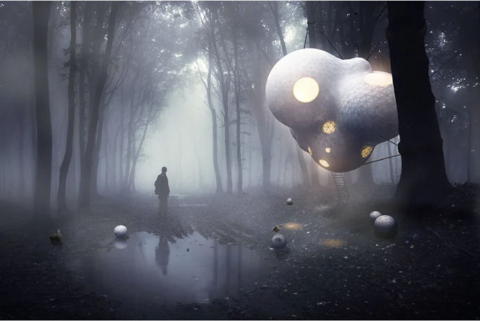 Cocoon Treehouse byl navržen pro zámek Vibrac ve FranciiCocoon Treehouse byl navržen pro zámek Vibrac ve Francii