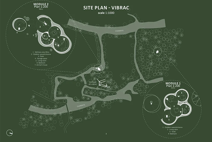 Cocoon Treehouse byl navržen pro zámek Vibrac ve Francii