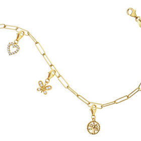 Náramek charms - sada - srdce, motýl, strom, čtyřlístek, včela
