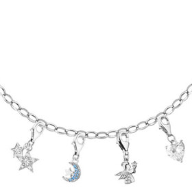 Náramek charms - anděl, hvězdy, srdce, půlměsíc
