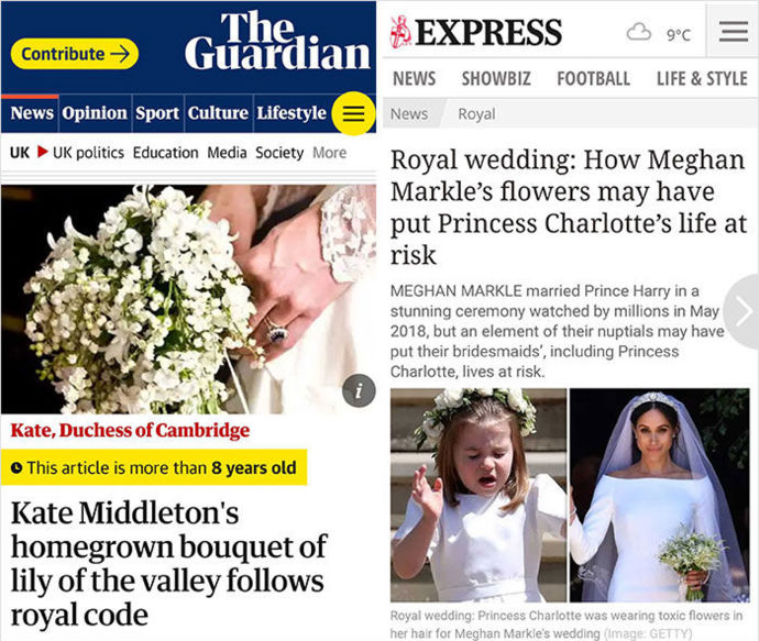 (Ne)bezpečná květina

Bulvární plátky si pod drobnohled vzaly také svatební kytici. Zatímco svatební kytka Kate Middleton odkazovala k tradicím, kytice Meghan Markle mohla ohrozit život princezny Charlotte.
