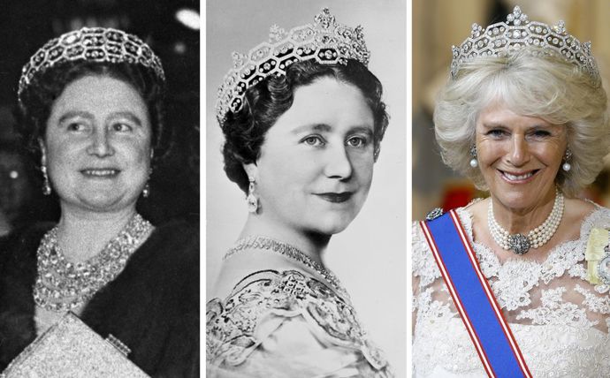 Boucheron Honeycomb Tiara

Královna Alžběta zdědila v roce 1942 sbírku šperků, kterou vlastnila přítelkyně královské rodiny, paní Grevilleová. A právě v této sbírce se nacházel Boucheron Honeycomb Tiara, diadém, který si Alžběta natolik zamilovala, že si ho vzala i na svou oslavu 100. narozenin. Po její smrti putoval šperk ke královně Alžbětě II., která ho půjčila například Camille, vévodkyni z Cornwallu.
