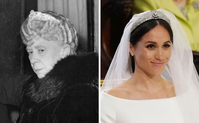 Diamond Bandeau

Také hlavu Meghan Markle zdobil ve svatební den jedinečný diadém. Diamond Bandeau si nechala v roce 1932 vytvořit královna Marie, která ho následně odkázala královně Alžbětě II. Vzhledem k tomu, že královna šperky dalším členům rodiny bez problému půjčovala, mohla jeho kouzlu podlehnout i Meghan Markle. „Měla jsem velké štěstí, že jsem si na svatbu mohla vybrat tento nádherný Diamond Bandeau ve stylu art deco," prozradila Meghan.

