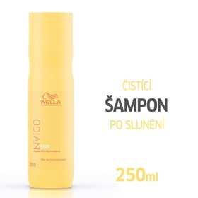 Wella Professionals Invigo Sun After Sun Cleansing Shampoo

Čisticí šampon Wella Professionals z řady Invigo Sun je speciálně navržen pro péči o sluncem namáhané vlasy. S obsahem vitamínu B5, který zvlhčuje vlasy před, během i po pobytu na slunci.


	Z vlasů a vlasové pokožky odstraňuje zůstatky soli, chlóru, písku i zbytky dodaného UV filtru
	Intenzivní mytí bez přesušení vlasu
	Vitamínový komplex pečuje o vlasy během mytí a udržuje v nich hydrataci
	Zanechává vlasy hebké a lesklé


K dostání na stránkách Wella.
