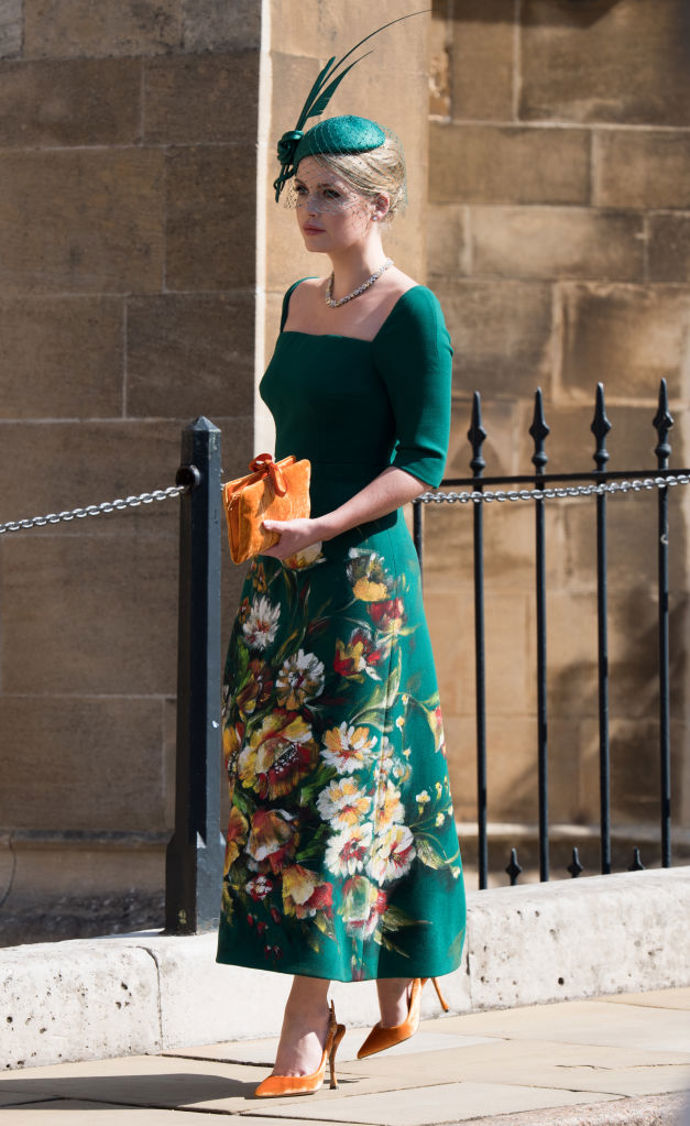 Lady Kitty Spencer na svatbě vévodkyně Meghan a prince Harryho.
