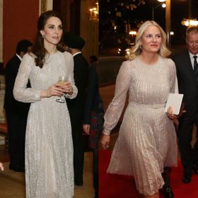 Třpytivé šaty Erdem okouzlily vévodkyni Kate natolik, že si je oblékla na recepci u příležitosti zahájení britsko-indického roku kultury. Nutno ale dodat, že už o rok dříve je do společnosti vynesla norská korunní princezna Mette-Marit. Náhoda?

