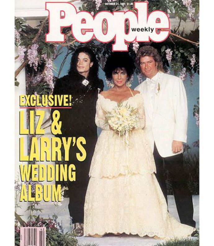 Larry Fortensky, 6. října 1991

Naposledy stanula Elizabeth Taylor před oltář s Larrym Fortenskym, a to v roce 1991 na ranči Michaela Jacksona Neverland v Santa Ynez Valley v Kalifornii. Protentokrát se Taylor rozhodla obléknout světle žluté krajkové šaty Valentino.

Po pěti letech se manželství rozpadlo. 
