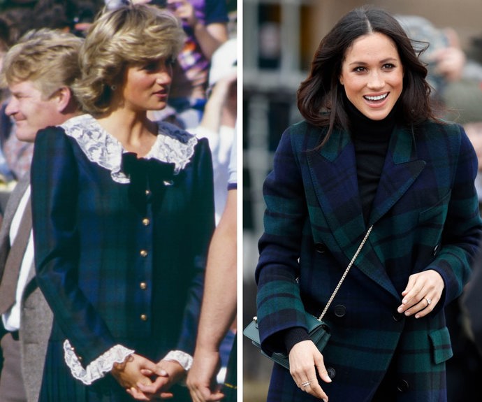 Tartanové kousky jsou neodmyslitelně spjaty s britskou královskou rodinou. Princezna Diana oblékla tartanové šaty na Bute Highland Games ve Skotsku a o dvě desetiletí později si v tartanovém kabátu podmanila Skotsko také Meghan Markle.
