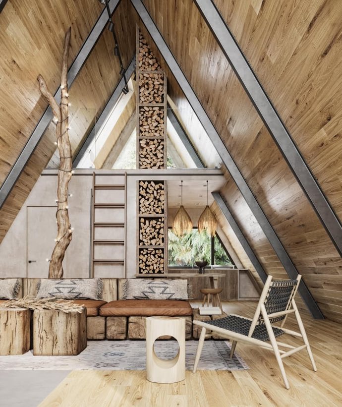 O tom, že architekti a designéři vzali opět na milost klasické áčkové stavby, jsme už psali. Pojďte se s námi podívat, jak dokonalý může mít moderní lesní chatka interiér.
