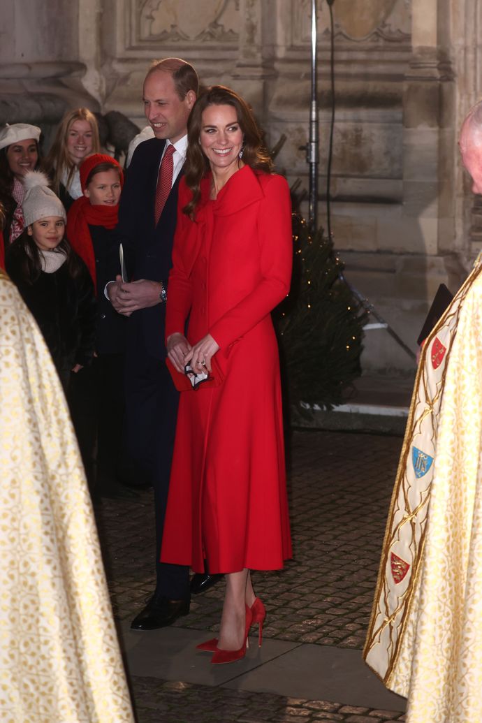 Červená princezně z Walesu sluší, a to nejen o Vánocích. 
