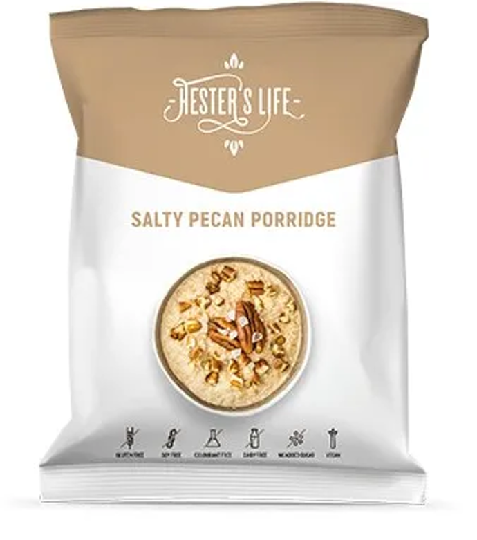 Hester's Life Porridge jsou sypké směsi na přípravu kaší v jednoduchém kompaktním balení na cesty. Základní surovina - ovesné vločky je také zdrojem beta glukanů, který snižuje hladinu cholesterolu v krvi v případě příjmu 1 g na porci.
Hester's Life Porridge jsou sypké směsi na přípravu kaší v jednoduchém kompaktním balení na cesty. Základní surovina - ovesné vločky je také zdrojem beta glukanů, který snižuje hladinu cholesterolu v krvi v případě příjmu 1 g na porci.