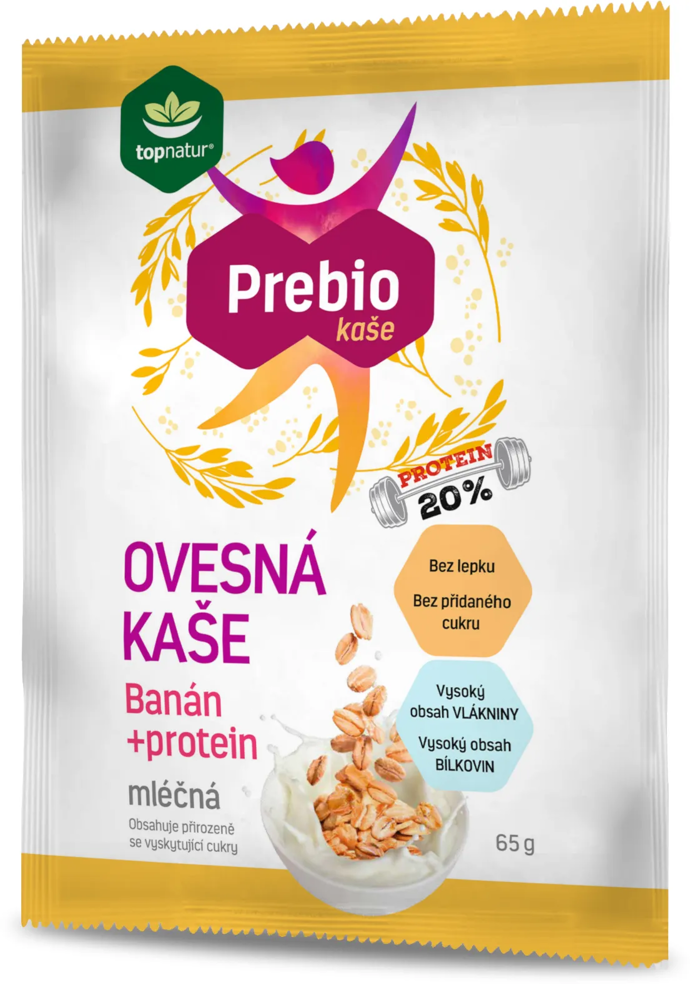 Topnatur Prebio kaše je směs celozrnných ovesných vloček, rozpustné vlákniny a dalších zejména přírodních ingrediencí. Použité vločky obsahují betaglukany snižující hladinu cholesterolu v krvi.
Topnatur Prebio kaše je směs celozrnných ovesných vloček, rozpustné vlákniny a dalších zejména přírodních ingrediencí. Použité vločky obsahují betaglukany snižující hladinu cholesterolu v krvi.