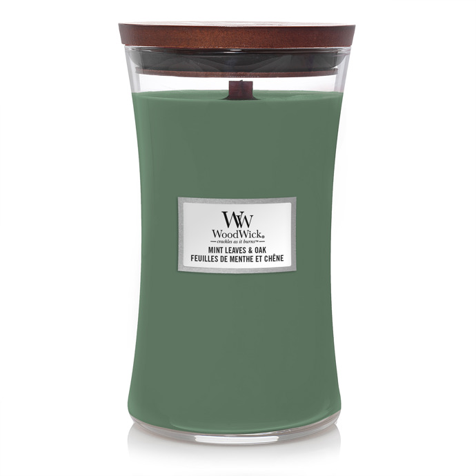 Mint Leaves & Oak, WoodWick, střední váza 660 Kč
